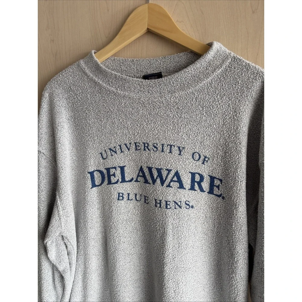 VTG University Of Delaware Blue Hens MV Sport Terry Cloth Sweatshirt‎ Mens Large